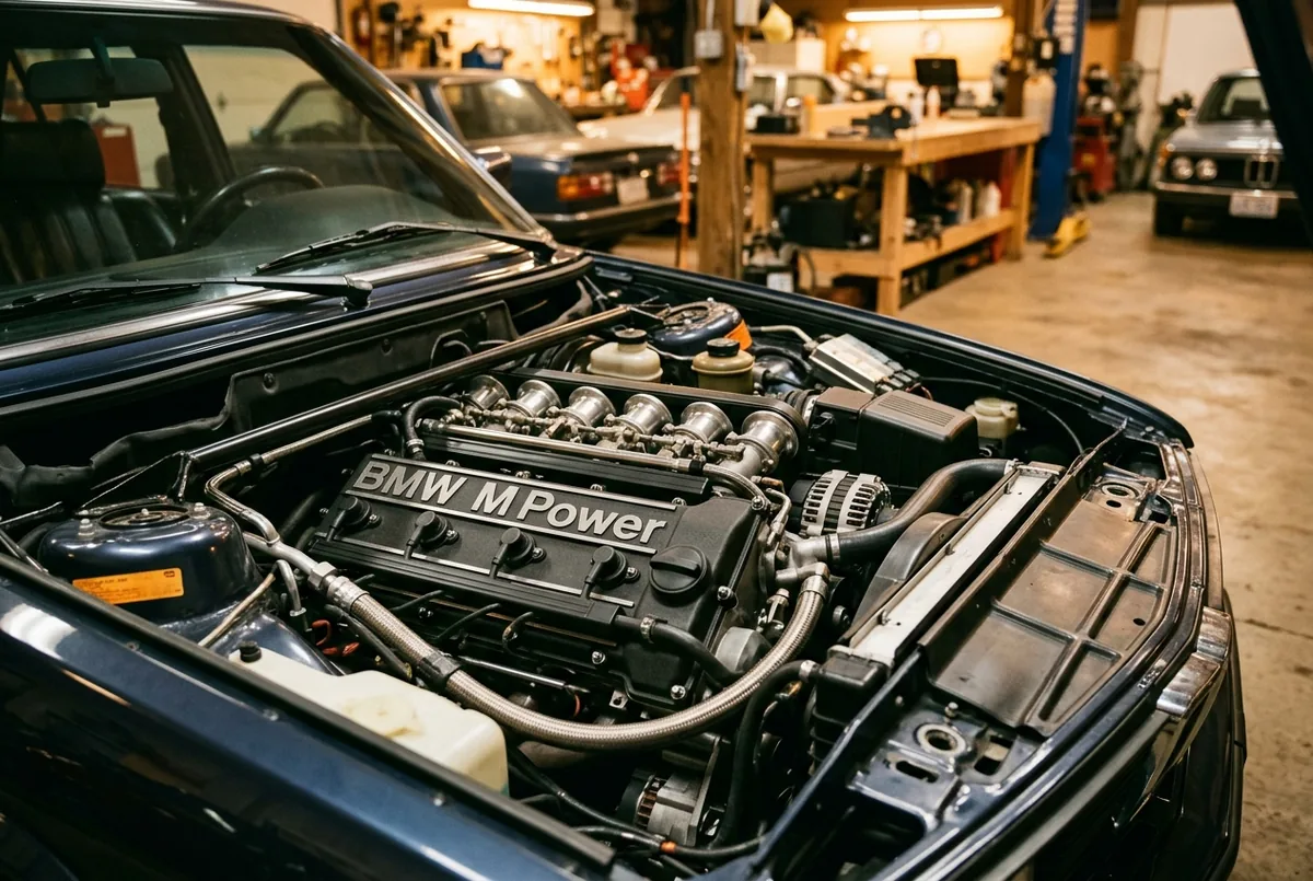 Motorraum eines Klassikers in der Fachwerkstatt